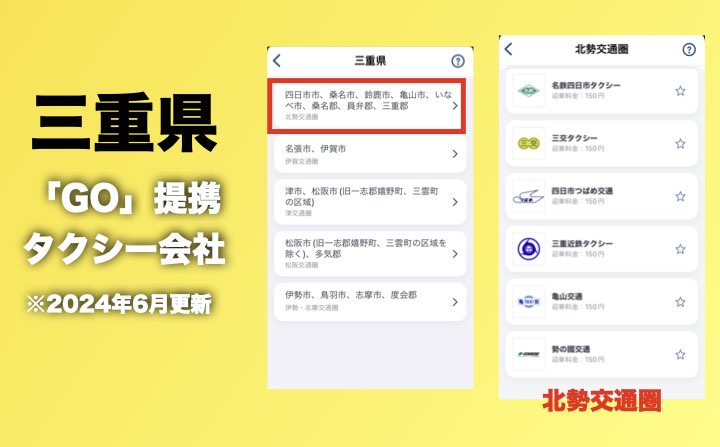 岐阜県のGOのタクシー提携会社